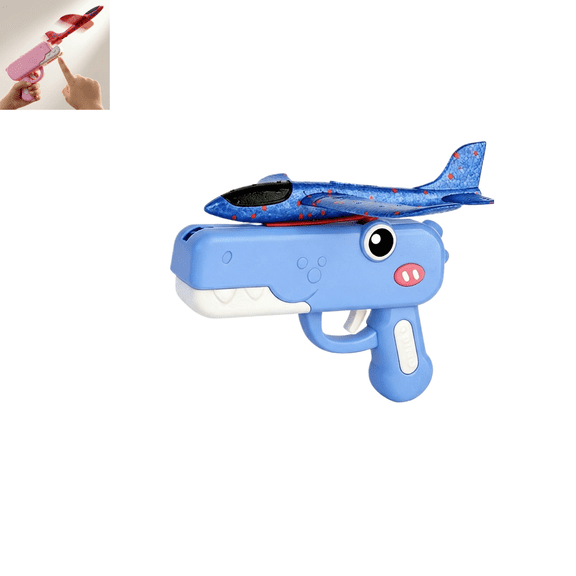 Foam Airplanes for Kids, Airplane Launcher Toy, 2 Flight Modes, Cool Outdoor Play Toys, Easter Gifts for 4 Year Old Boys & Girls Blue