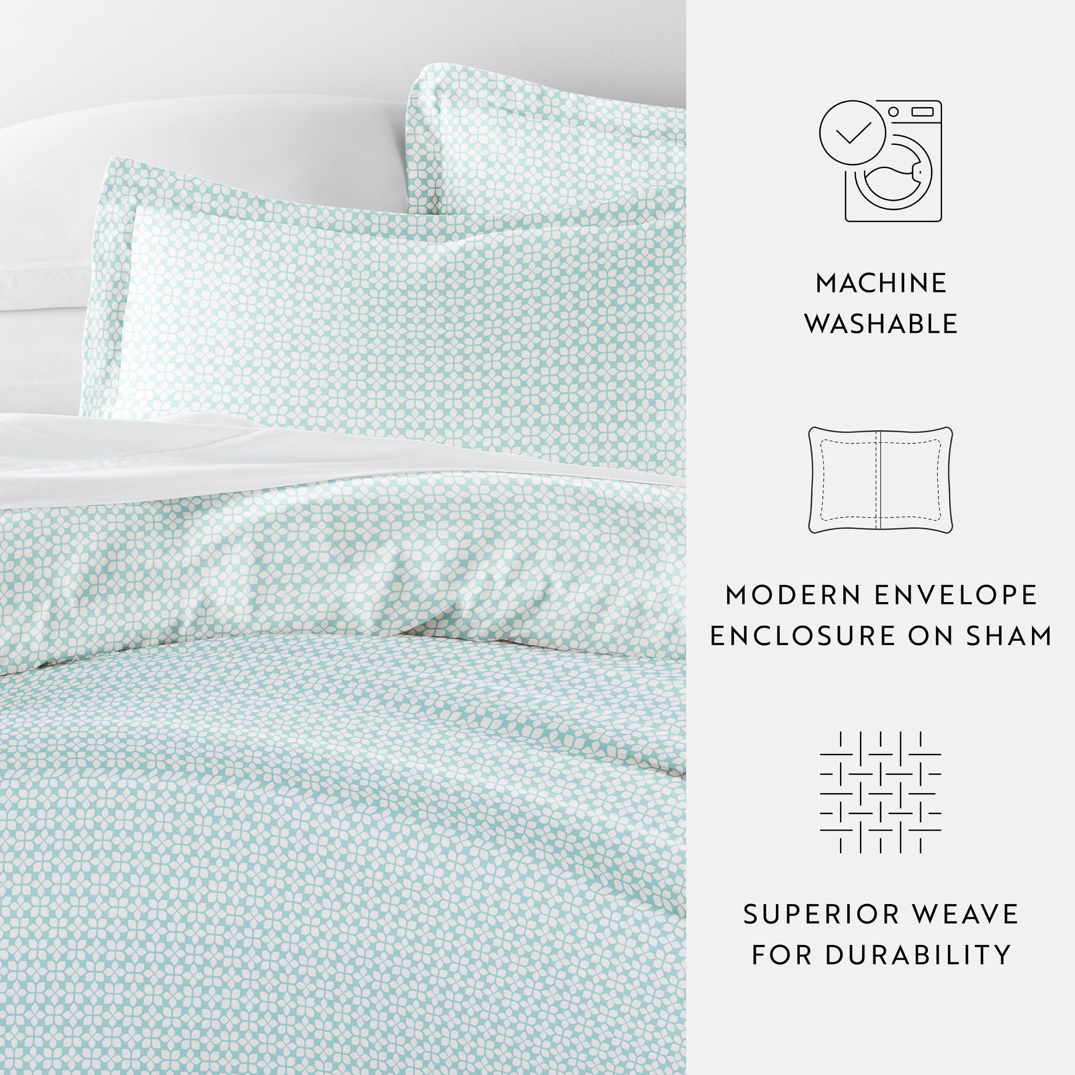 Duvet Cover Set - Ultra Soft & Breathable - Aqua Classic Essentials Starlight for King Size Bedding by Comfort Canopy