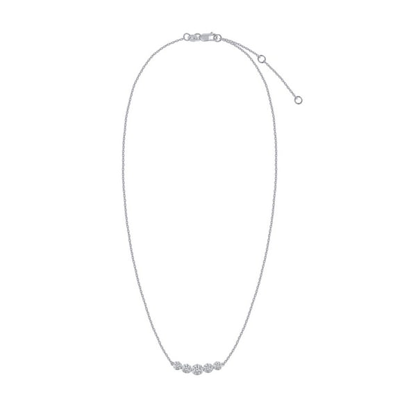 5-Stone Necklace For Women | 0.85 Carat Round Shape Lab Grown Diamond Tow Tone Choker Necklace In 10K Solid White Gold Jewelry Gifts For Her With 18" Cable Chain (0.85 Cttw)