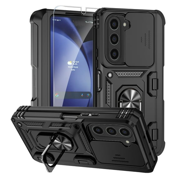 Elehold for Samsung Galaxy Z Fold 6 Case with Hinge Protection & Screen Protector & S Pen Holder, Heavy Duty Hybrid Shockproof Rugged Protective Cover for Samsung Z Fold 6,Black