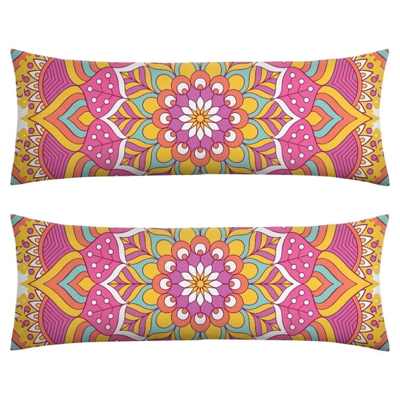Mandala Long Body Pillow Cover – Soft & Breathable Meditation Fabric, Hidden Zipper, 20"x54", Psychedelic Trippy Print – Gift for Side Sleepers, Pregnancy, Zen Home Decor