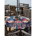 thumbnail image 2 of Outdoor Tablecloth with Umbrella Hole for Patio/Picnic/Party/Camping, Independence Day Gnomes Waterproof Table Cloth Round Cover Washable, Blue Truck Balloons Firework (Dia 60"), 2 of 9