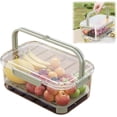 thumbnail image 1 of Contenedores de almacenamiento de frutas para refrigerador con tapas, caja portátil para mantener la frescura con asa, contenedor de almacenamiento de alimentos sin BPA con rejilla de drenaje, contene, 1 of 7