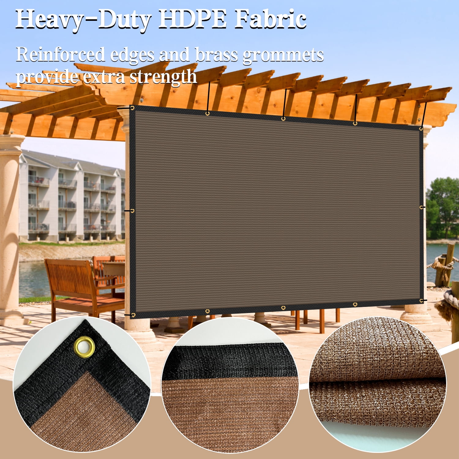 90% Sun Shade Cloth 10'X12' Shade Screens for Outdoor Patio, Pergola Shade Cover Canopy Tarp for Deck, Garden, Backyard, Carport