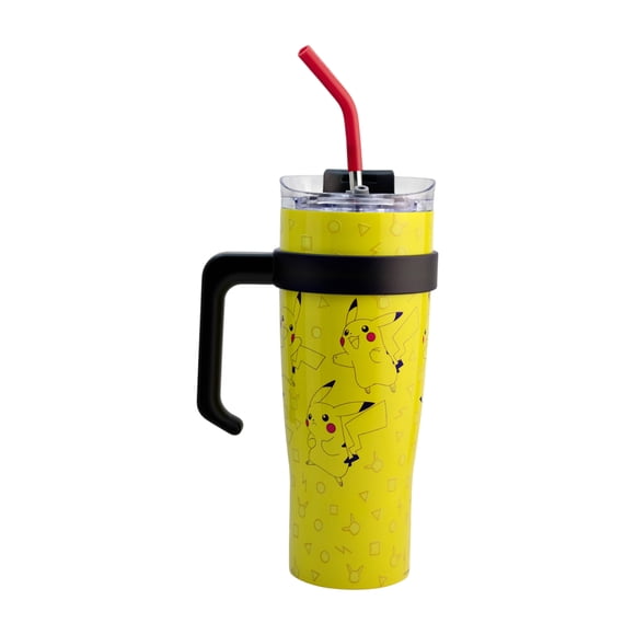 Termo Alto de Acero Inoxidable con Doble Pared y Tapa Hermética, Diseño Pikachu, Colección Pokémon, Capacidad 1.2L, Amarillo