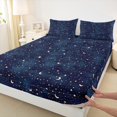 thumbnail image 3 of Manfei Vast Starry Sky Bed Sheets,Moon Print King Sheets,Dreamy Blue Sheet Set,Super Cozy Room Decor,4 Pieces, 3 of 7