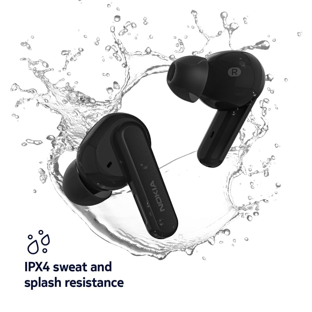 Nokia Go Earbuds2 Pro in Ear Wireless Bluetooth Earbuds with Charging Base, Environmental Noise Cancellation, Google Fast Pair, Low Latency Modes, and IPX4 Water Resistance - Black