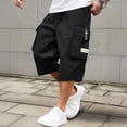 thumbnail image 2 of Nestiefly Men's Casual Drawstring Capri Cargo Pants, New 3/4 Knee Length Shorts, Stretch Elastic Summer Loose Fit Black XL, 2 of 4