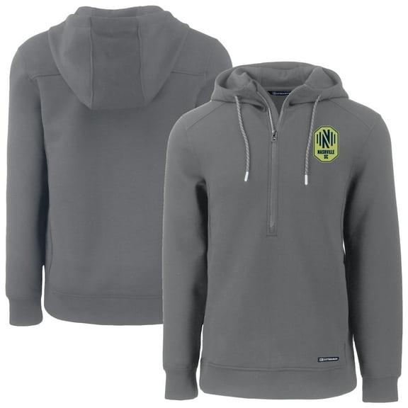 Men's Cutter & Buck Gray Nashville SC Roam Eco Half-Zip Recycled Pullover Hoodie