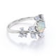 thumbnail image 3 of JeenMata Anillo de Compromiso con Ópalo de Fuego Mexicano de 0,75 ct y Moissanita, Engaste de Tensión Estilo Catedral, Chapado en Oro Blanco de 18 K sobre Plata, 3 of 6