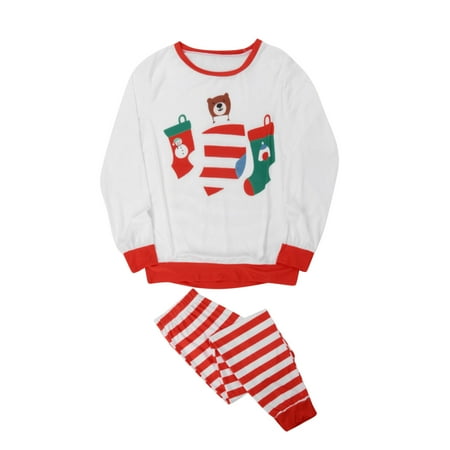 

BELLZELY Family Christmas Pajamas Clearance Christmas Women Mom Stripe Printed Top + Pants Christmas Family Matching Pajama Set