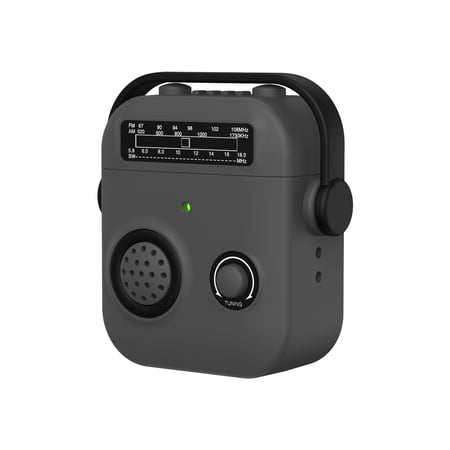 for Airpods 2nd Generation / 1st Generation Case Cover with Swivelling Handle Cute Radio Design with Locking Cap Silicone Rubber Shockproof Protective Cover for Airpods 2nd Gen / 1st Gen DrakGray