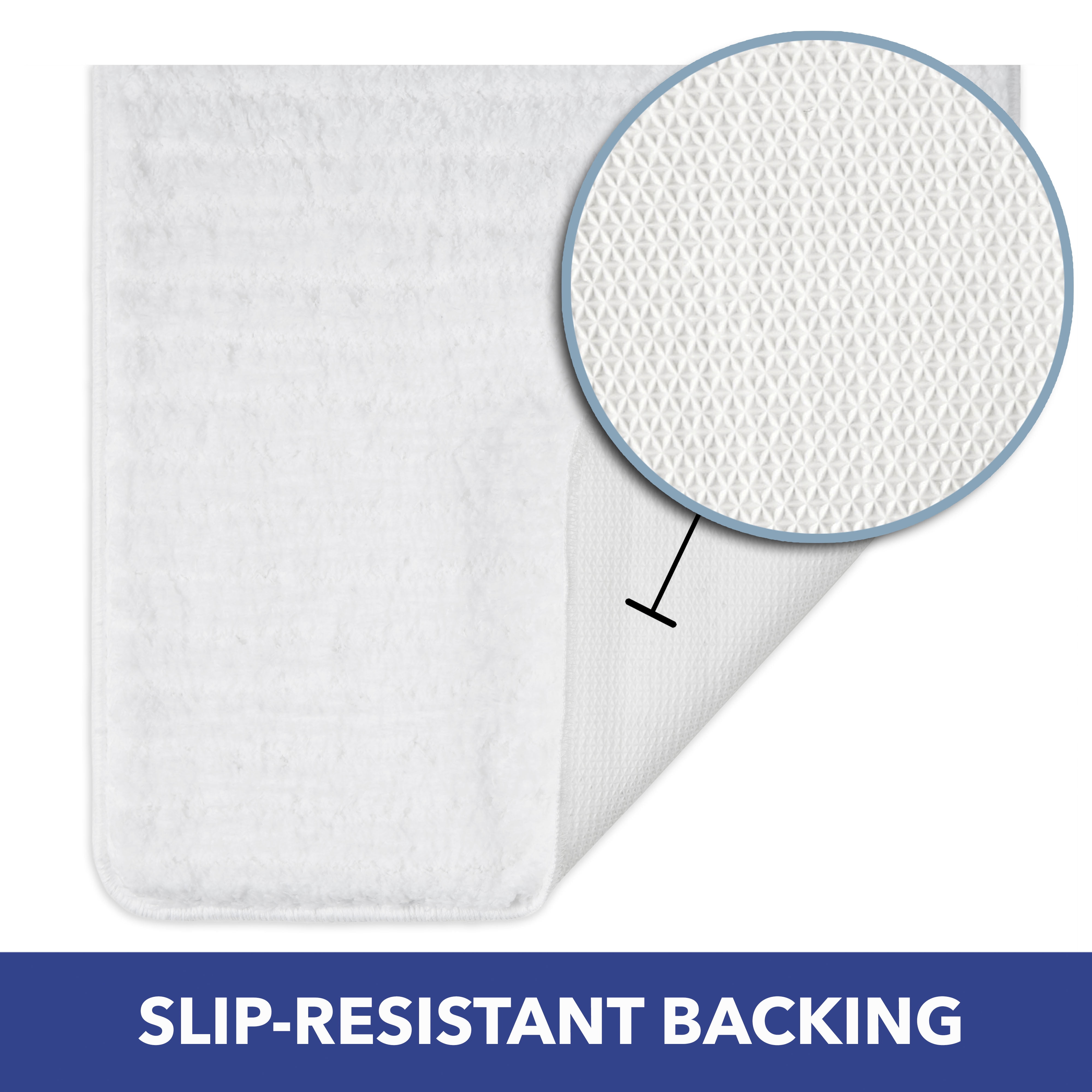 Sohome Chino Striped Machine Washable Bath Mat, White, 27"x48"