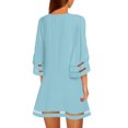 thumbnail image 4 of luvamia Women's Sexy Mesh Hem Dress Casual Crewneck Flowy Tunic Dress Size XL Air Blue, 4 of 4