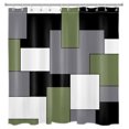thumbnail image 2 of Black and White Geometric Shower Curtain Decor, Abstract Mid Century Modern Grey and Green Shower Curtains for Bathroom Polyester Fabric Bathroom Decoration Bath Curtains with 12 Hooks,72X78 inch, 2 of 6