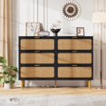 thumbnail image 5 of Huloretions Dresser for Bedroom Dresser TV Stand with 6 Storage Drawers,Rattan Dresser Chest of Drawers for Closet Organizer Clothes,Large Modern Double Dresser for Closet with Wide Top for Home, 5 of 9