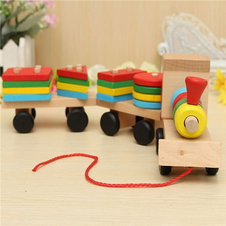 Wooden Toy Rings - Wooden Building Blocks Stacking Train Peg Puzzles Games Toddlers Educational Baby Kid Children Boy Girl Development Toys Gift