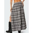 thumbnail image 5 of Elippeo Women's Plaid Long Skirts Vintage Elastic Waist Side Slit Tiered Midi Skirts Casual Flowy Skirts, 5 of 7