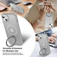 thumbnail image 3 of Magnetic for iPhone 15 Case with Ring Stand, [10 FT Drop Protection] [Velvety Touch] Slim Translucent Matte Back Shockproof Phone Case for iPhone 15 6.1'', Grey, 3 of 14