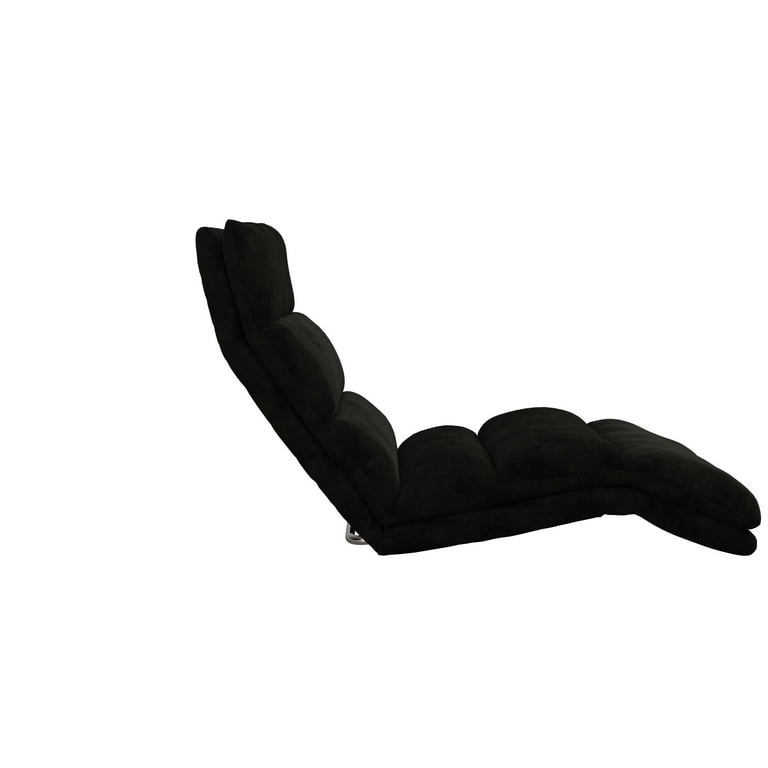 DHP Beverly Wave Adjustable Memory Foam Tween Lounger Floor Chair Black Microfiber