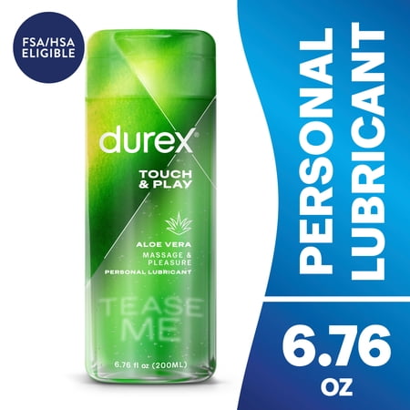 Durex Touch & Play Water Based Personal Lubricant for Sex, Massage & Pleasure, Aloe Vera, 6.76 fl oz