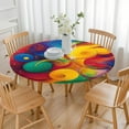 thumbnail image 3 of Colorful Circular Pattern Round Fitted Tablecloth with Elastic Edge,Dining Table Cover Waterproof,Outdoor Round Tablecloth for Camping,Dining,Indoor and Outdoor, 3 of 7