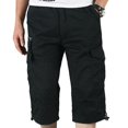 thumbnail image 1 of Men Plain 3/4 Length Cargo Pants Combat Multi Pockets Loose Pants, 1 of 3