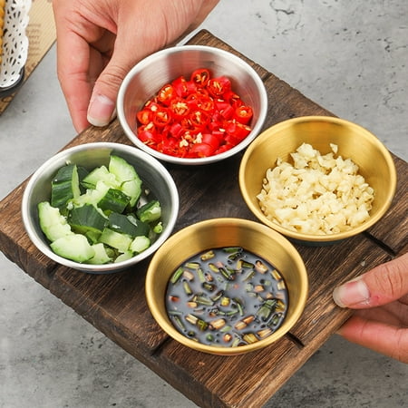 

Yesbay Sauce Dipping Bowl Rust-proof Stainless Steel Round Vinegar Soy Sauce Container Dripping Dish Kitchen Supplies