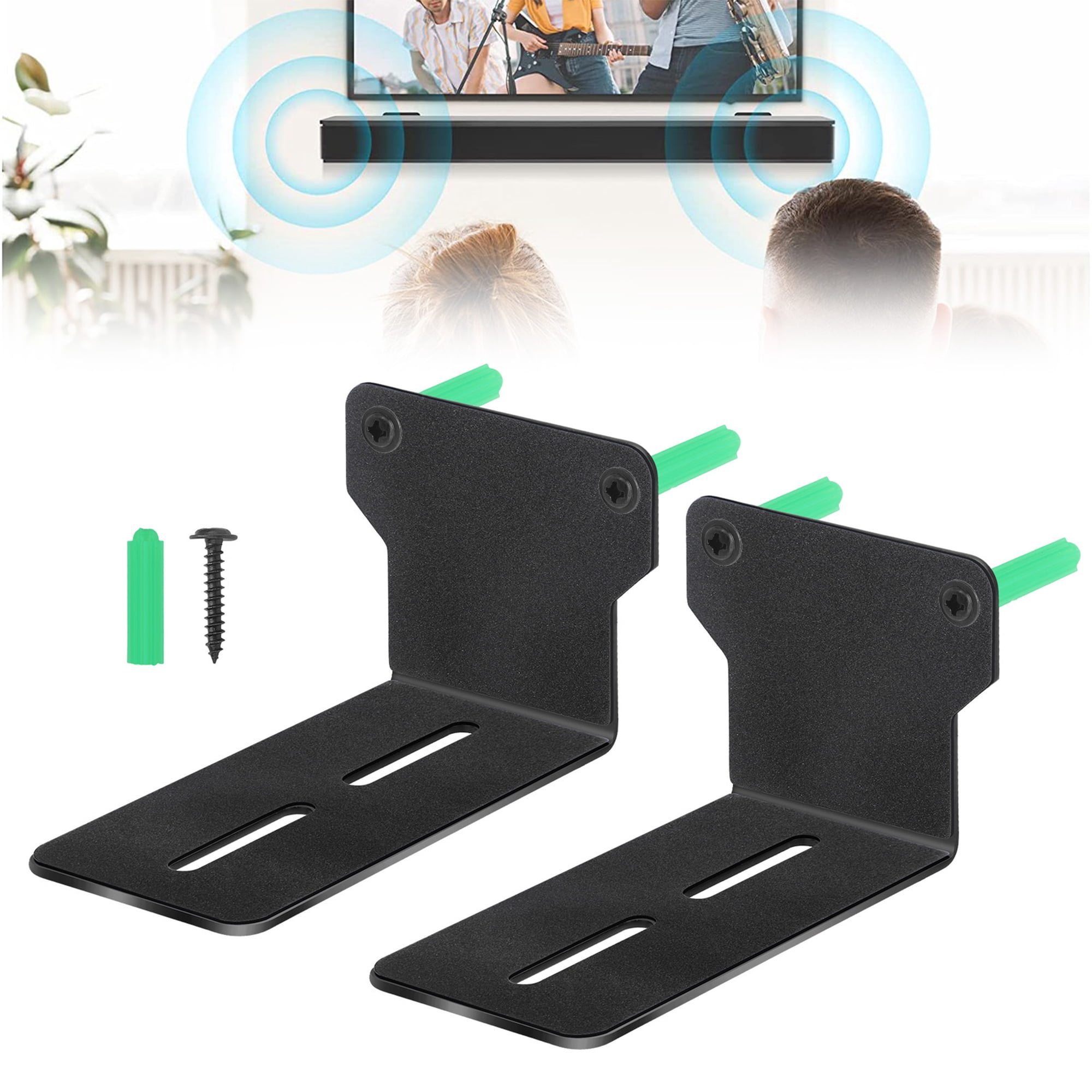 TSV Universal Soundbar Wall Mount Bracket, Sound Bar Mounts Under TV Fit for Samsung, Bose, Vizio, LG, Sony, JBL, Sonos, Hold up to 30 lbs, Black