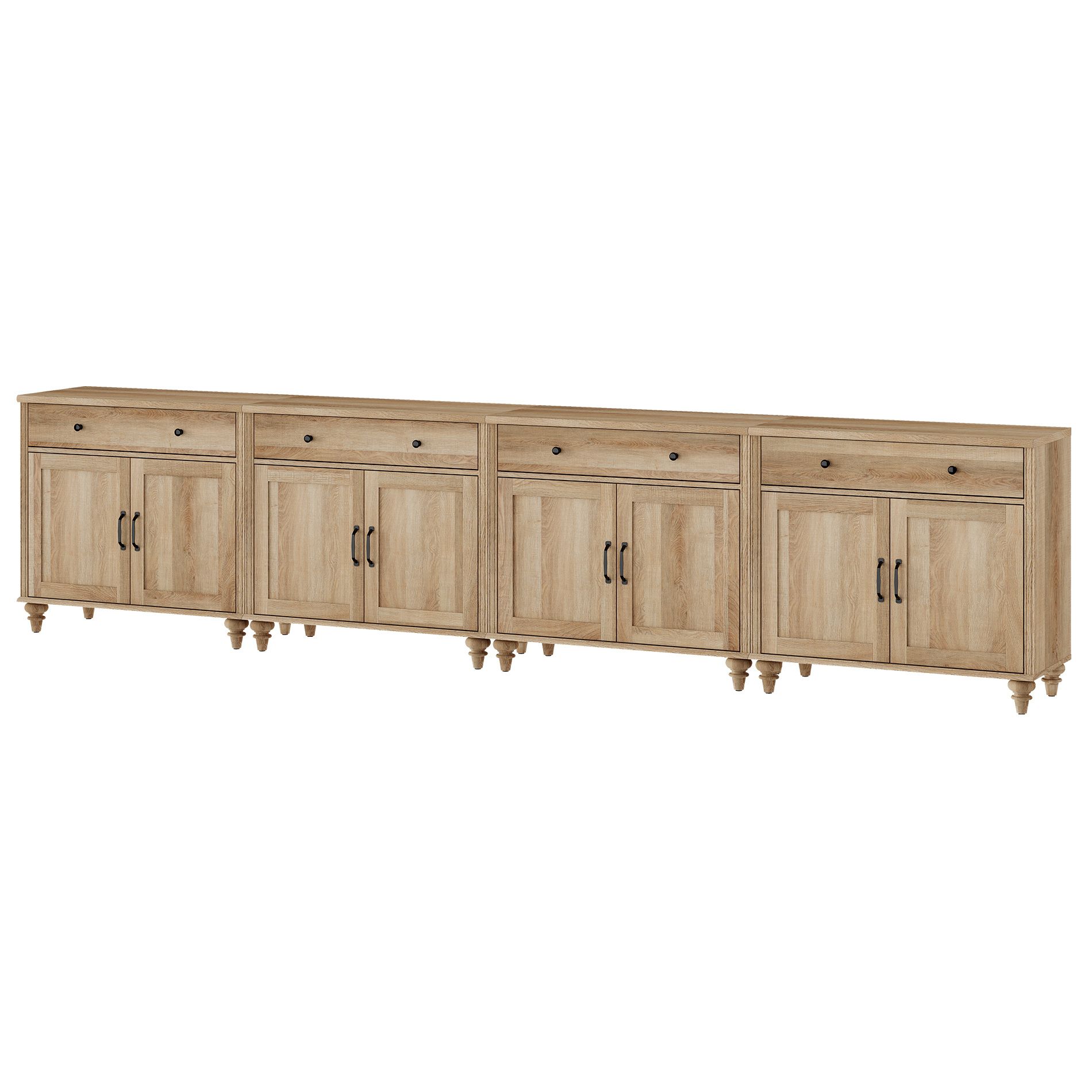 Oak Farmhouse TV Stand for 85 inch TV with 8 Doors and 4 Drawers