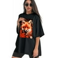 thumbnail image 3 of Plus Size Shirt for Women Black Tops for Women Short Sleeves Shirt for Women Fox T Shirt Crewneck Shirt for Women XL, 3 of 5