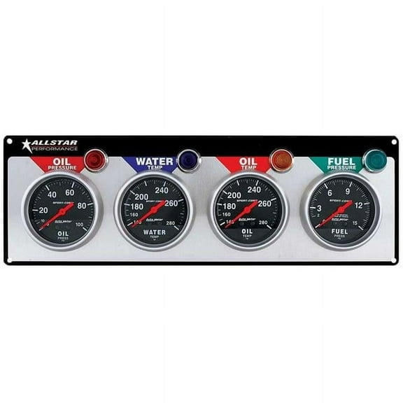 Allstar Performance ALL80114 4 Gauge Panel Sport Comp Oil Pres,Water/Oil Temp,Fuel Pressure