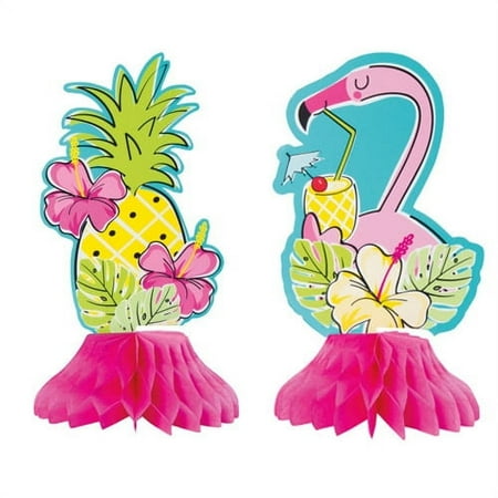 Various Pineapples and Flamingos Mini Hawaiian Luau Birthday Centerpieces (3ct)