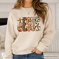 thumbnail image 2 of Jesus Coquette Fall Sweatshirt, Leopard Plaid Floral Christian Faith Sweater, 2 of 11