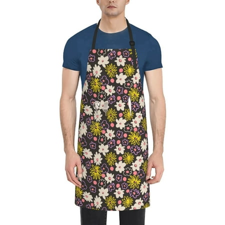 

Naloa Flowers Daisy Apron Kitchen Aprons with Pockets for Women Men Chef