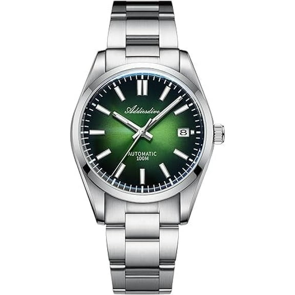 ADDIESDIVE Men's Automatic Watch with Green Gradient Dial, Sapphire Crystal NH35 Movement, 100m Water Resistance Diver Watch, BGW9 Luminous