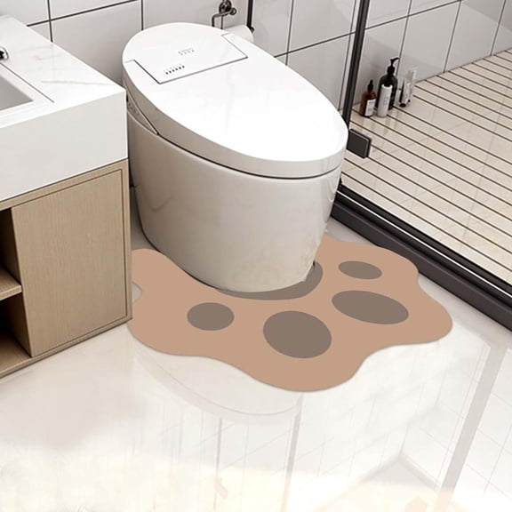 U-Shaped Toilet Rug Mat Featuring Adorable Cat Design Non- Bathroom Floor Mat for Secure Comfort