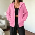 thumbnail image 2 of Women's Casual Drawstring Zip Up Hoodie with Pockets Ladies Lightweight Full Zipper Sweatshirt Jacket Soft Pullover Hoody Coat, 2 of 6