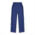 thumbnail image 6 of HUPOM Palazzo Pants For Women Pants Chinos Mid Waist Rise Full Straight-Leg Blue 2XL, 6 of 6