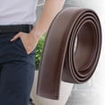 thumbnail image 3 of Cinturón de cuero de 122 cm (4 pies) con agujeros de 3,5 cm de ancho, hebilla y correa para la cintura, estilo casual para hombre. Café, 3 of 7