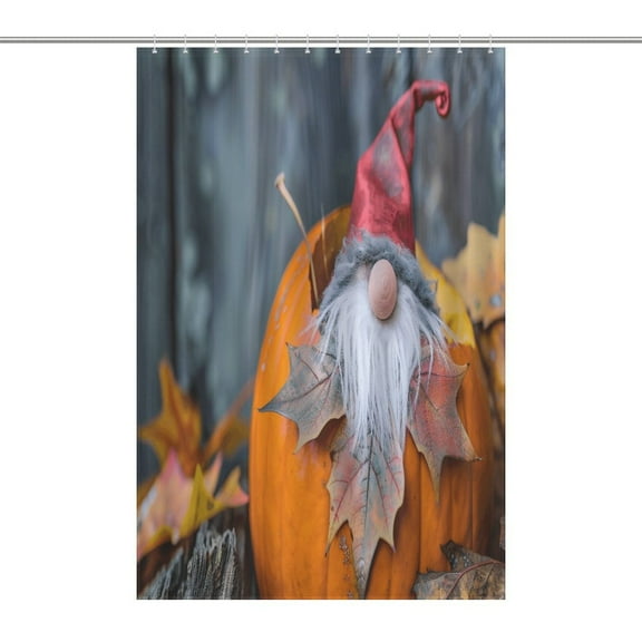 Autumn Pumpkin Gnome Thanksgiving Shower Curtain for Bathroom with 12Hooks, Polyester Fabric Thick Shower Curtain Washable Waterproof Curtain