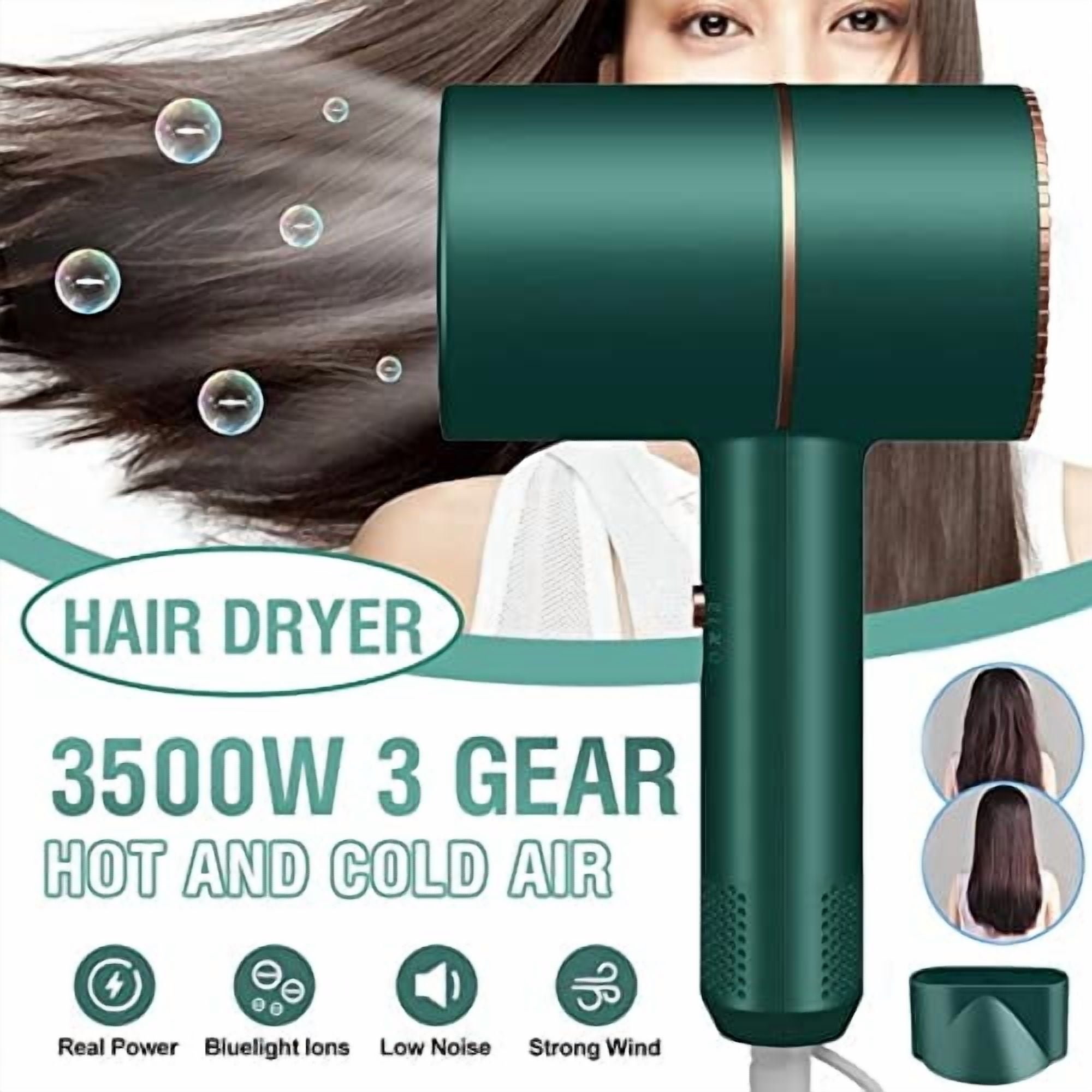 2025 Dual-Temperature Hair Dryer - Compact Ionic Blow Dryer for Home & Travel Use(Green)