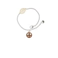 thumbnail image 2 of Delight Jewelry Rose Goldtone Beaded Peace Sign - Goldtone Leaf Delicate Bracelet, 6.25+1.75", 2 of 4