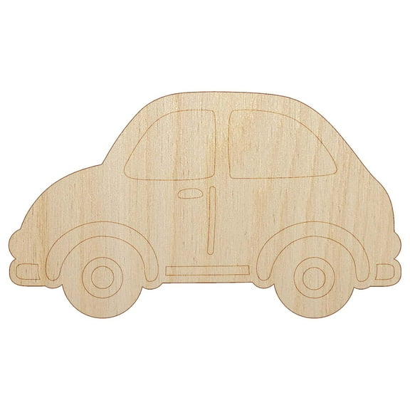 Cute Car Wood Shape Unfinished Piece Cutout Craft DIY Projects - 4.70 Inch Size - 1/8 Inch Thick