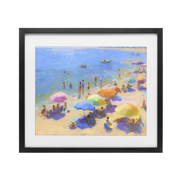 Stupell Industries Contemporary Colorful Day at Beach Black Framed Print Under Glass, 16 x 13, by LSR Design Studio