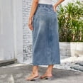 thumbnail image 5 of SWSMCLT Women's High Slit Maxi Denim Skirt Casual Fitted Washed Long Jean Skirts Summer Holiday Tea Length Spring Vintage Fall Pocket Light Blue X-Large, 5 of 5