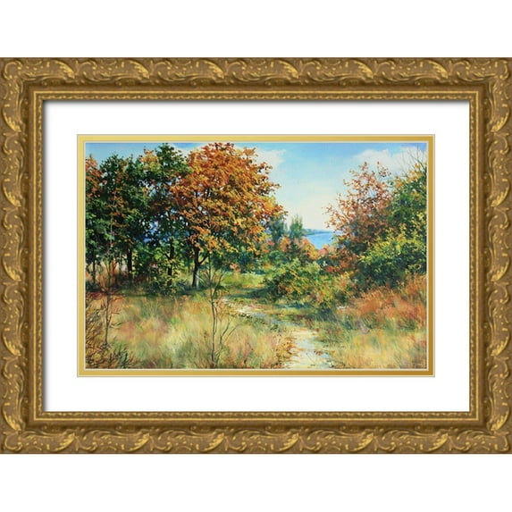 Cernov, Ivan 24x17 Gold Ornate Wood Framed with Double Matting Museum Art Print Titled - Welcome Autumn