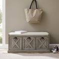 thumbnail image 3 of Walker Edison Modern Farmhouse 3 Drawer Storage Bench, Grey Wash, 3 of 11