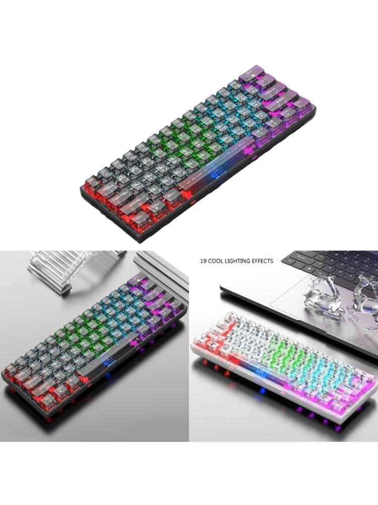 61 Keys Wired Gaming Keyboard Full Transparent RGB Backlit USB Keyboard for Laptop Desktop Computer Accessories