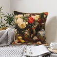 thumbnail image 6 of Xecao Elegant Still Life Roses Print Soft Velvet Decorative Throw Pillow Covers, Square Cushion Cases for Bed, Sofa, Living Room, Car, and Indoor Outdoor Use-20"x20", 6 of 8